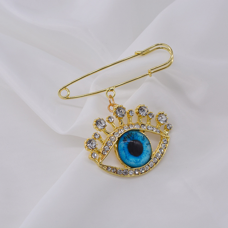 Brosche Weibliche Perle Anti-licht-schnalle Ein-wort-nadel Feste Kleidung Strickjacke Kleine Nadel Blaue Augen Corsage Zubehör display picture 8