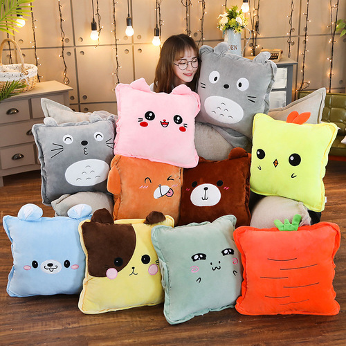 Pillow, quilt, office dual-use cushion, nap pillow, coral velvet blanket, car cushion, three-in-one artifact