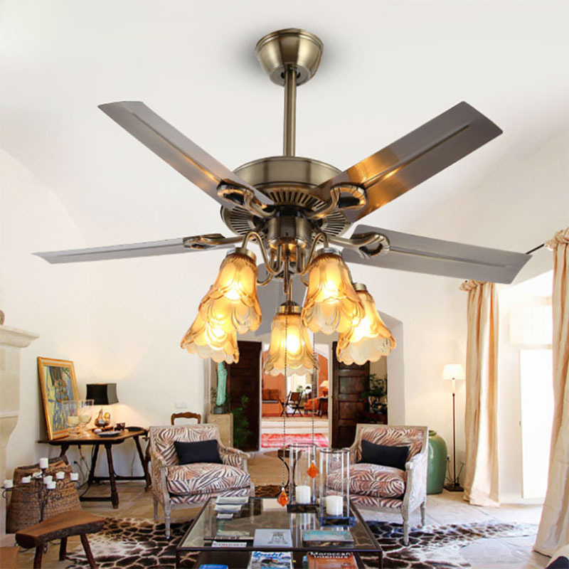美式LED吊扇燈餐廳傳統複古風扇燈臥室客廳風扇吊燈家居燈具燈飾