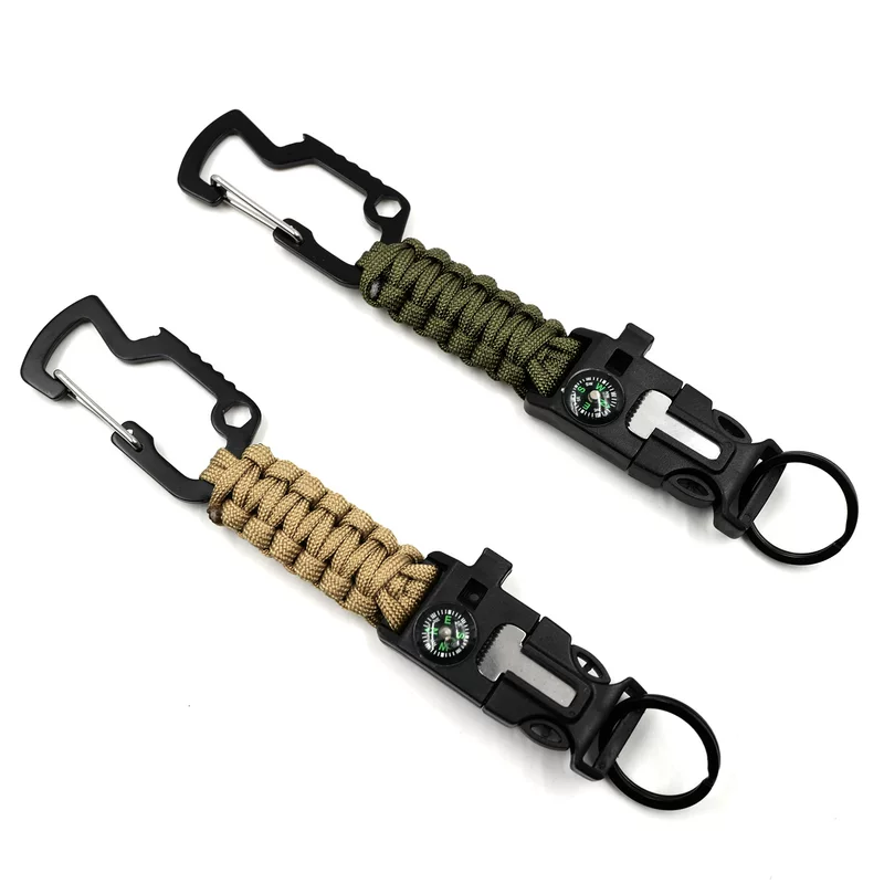 Universal woven keychain, travel lighter, whistle