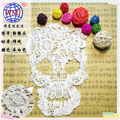High-quality water-soluble pure cotton thread skull embroidery collar for DIY hollow-out women's clothing — lace-trimmed, intricately embroidered neckline