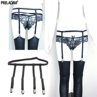 4 Clip Black Sexy Bar Adjustable Waist Garter Strap Silk Stockings Non-Slip Garter Buckle Nightclub Elasticized Sling Strap