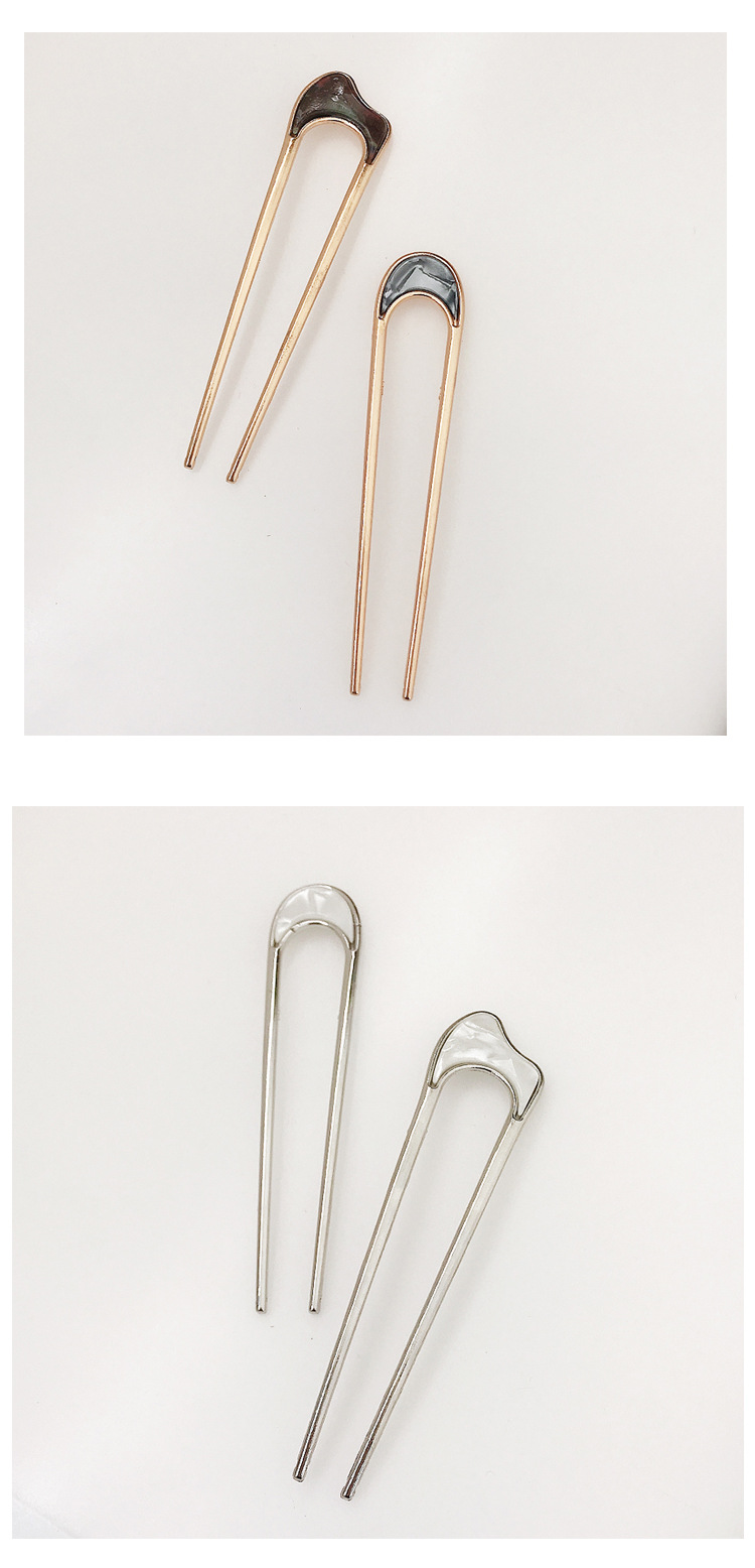 Retro Metal Mother-of-pearl Hairpin Hairpin U-shaped Hairpin Cheap Hair Accessories Wholesale display picture 4