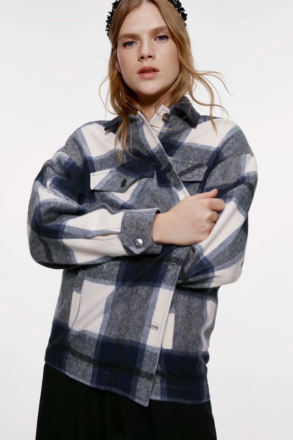 wholesale winter plaid blouse jacket top NSAM5276