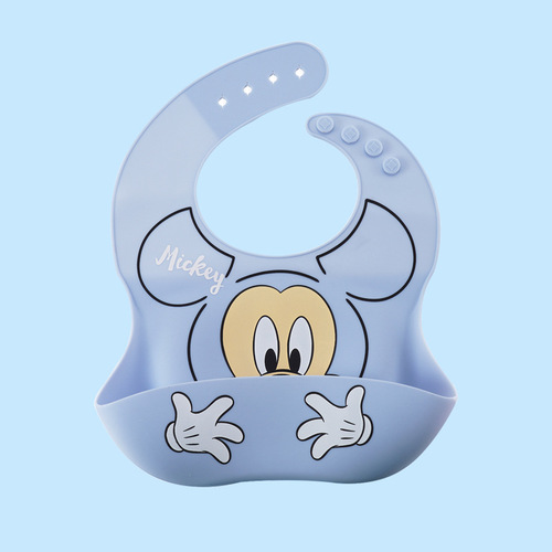 Disney children's baby eating bib bib super soft silicone infant waterproof rice bag feeding bib