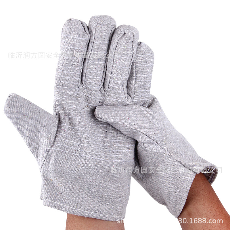 24线帆布手套防温高温防飞溅耐磨耐用焊工电气焊劳保工友高温防护