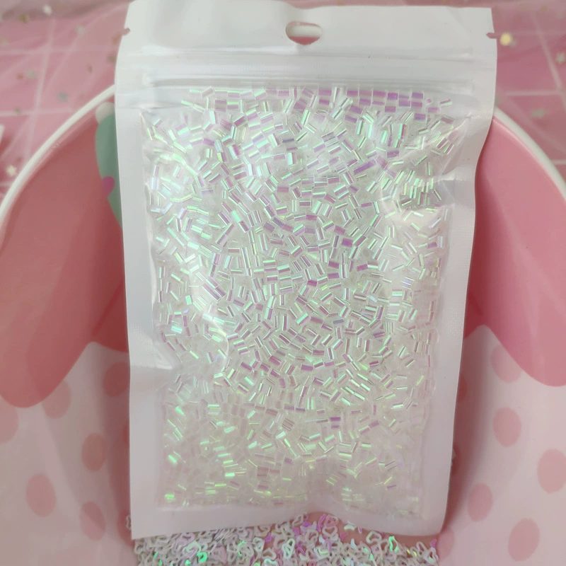 Soft Tube Beads 10 g — Iridescent DIY Slime & Craft Filler, Colorful Tiny Rice Granules