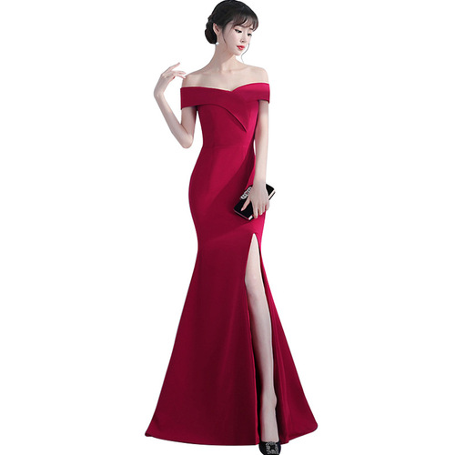 Party Evening dresses Robes de soirée one shoulder fishtail evening dress skirt length dress woman