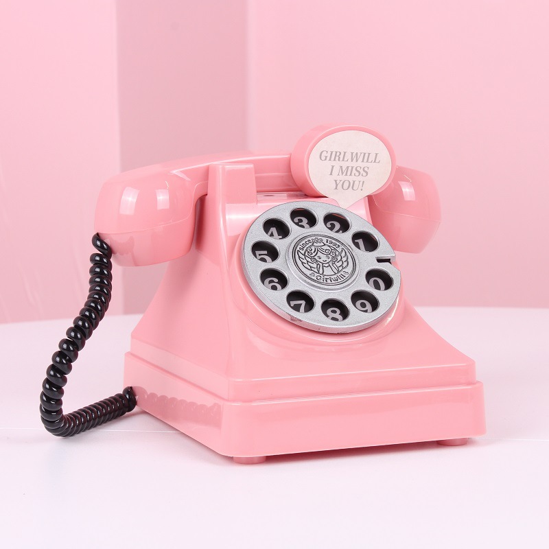 Korean girl pink retro phone piggy bank...