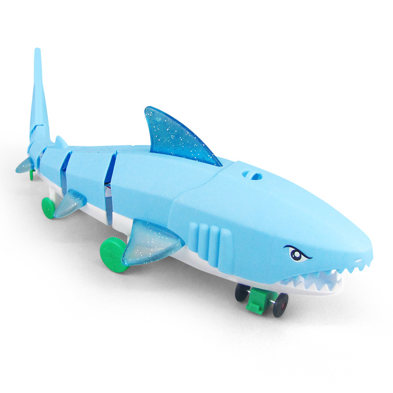 Tiktok mismo estilo Internet celebridad correa de tiburón eléctrico luz música automático caminar puesto Venta caliente niños juguetes al por mayor