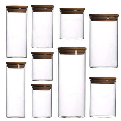 Glass sealed jars, tea jars with bamboo lids, herbal tea jars, dried fruit snacks storage jars, kitchen storage bottles, large