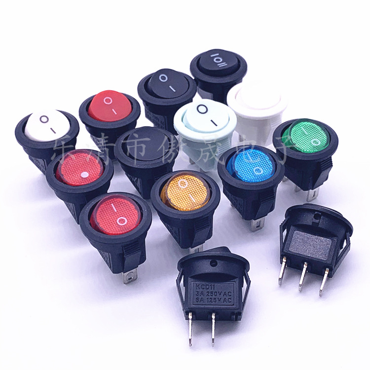 供应小圆16.5mm船型翘板开关 红色通明盖 开孔15mm圆形小开关