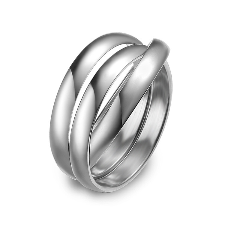 亚马逊热卖欧美简约三环光面钛钢戒指不锈钢时尚经典款厂家直销|ru