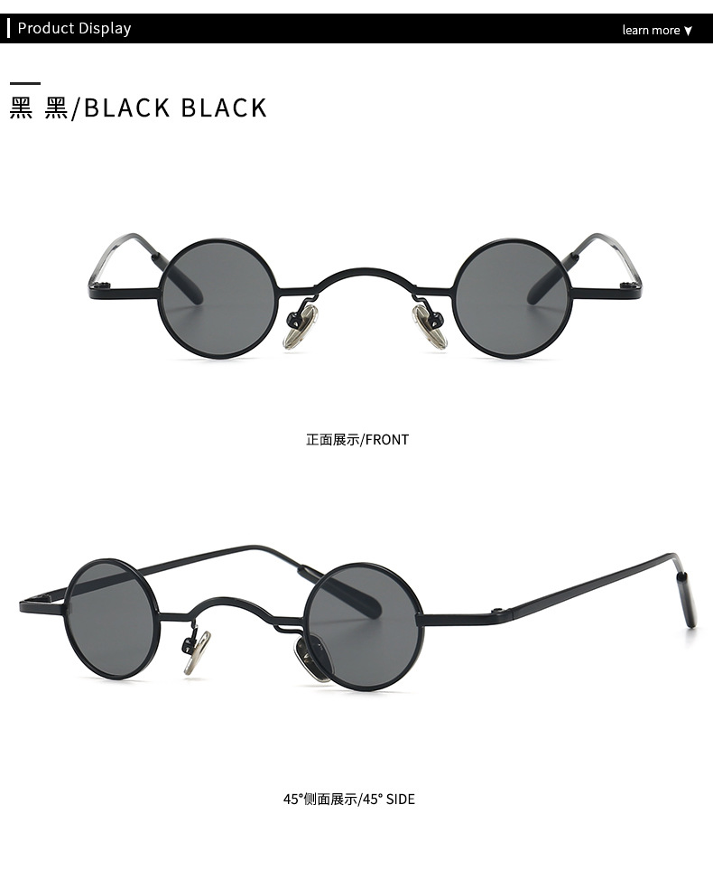 Cross-border Foreign Trade Steampunk Retro Round Narrow Lens Sunglasses display picture 17