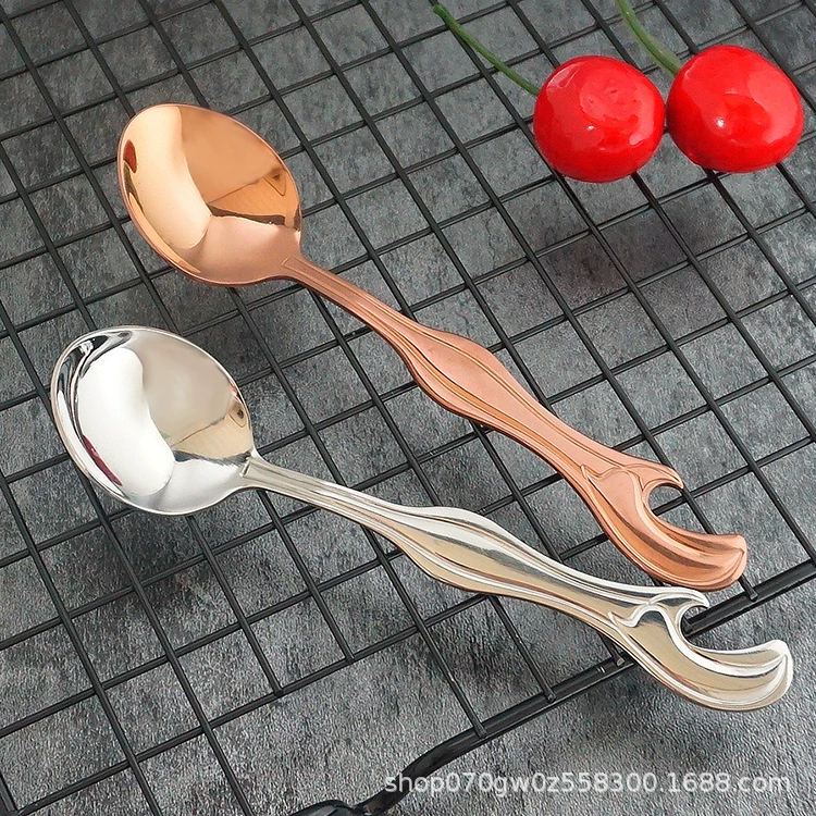 Открывалка для бутылок/ложка для кофе из нержавеющей стали для дома, мешалка, нержавеющая сталь AISI 304, розовое золото