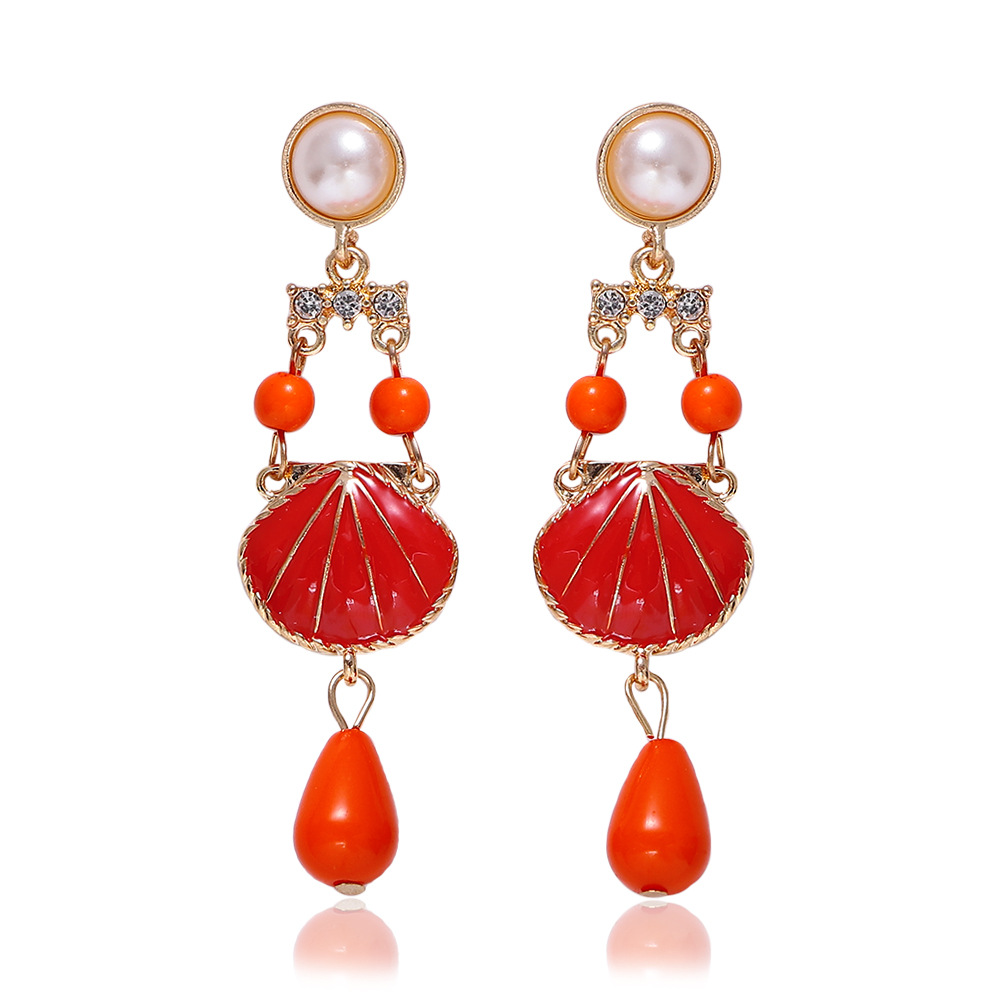 Alloy Diamond Pearl Shell Earrings Temperament Wild Jewelry display picture 6