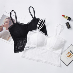 新款女士蕾絲美背裹胸無鋼圈交叉吊帶背心抹胸帶胸墊內衣性感廠家