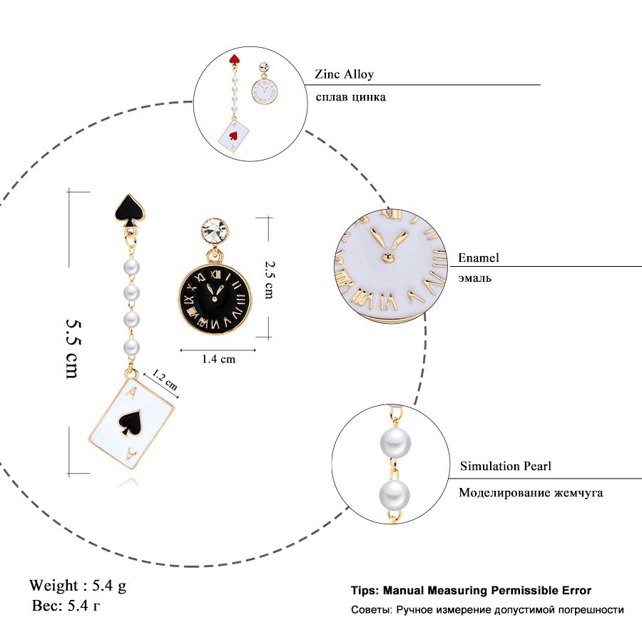 Clock and Card Earrings