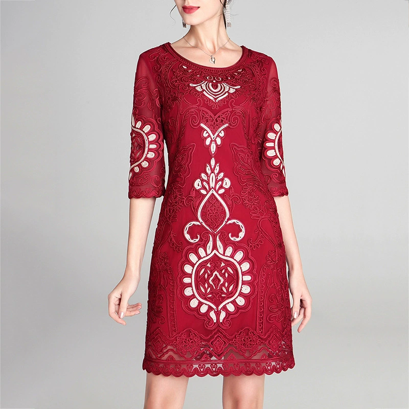 Специальное предложение, женская одежда, внешнеторговое платье, платье с цветочной вышивкой, платье для тещи, популярная весенне-летняя юбка, цельная доставка