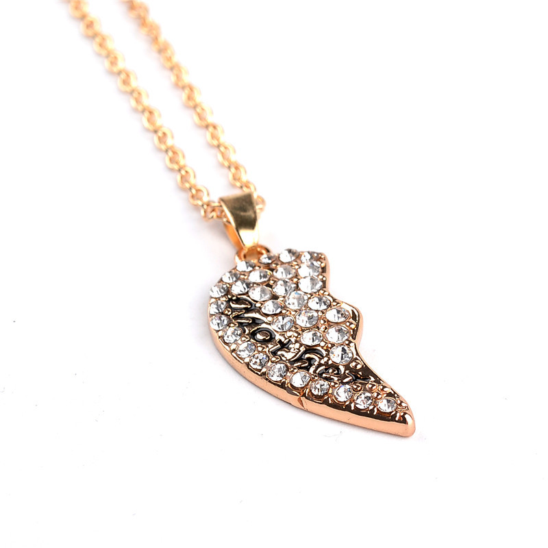 Explosion Of Money Chain Fashion Motherdaughter Mother's Day Gift Love Stitching Pendant Necklace Wholesale Nihaojewelry display picture 6