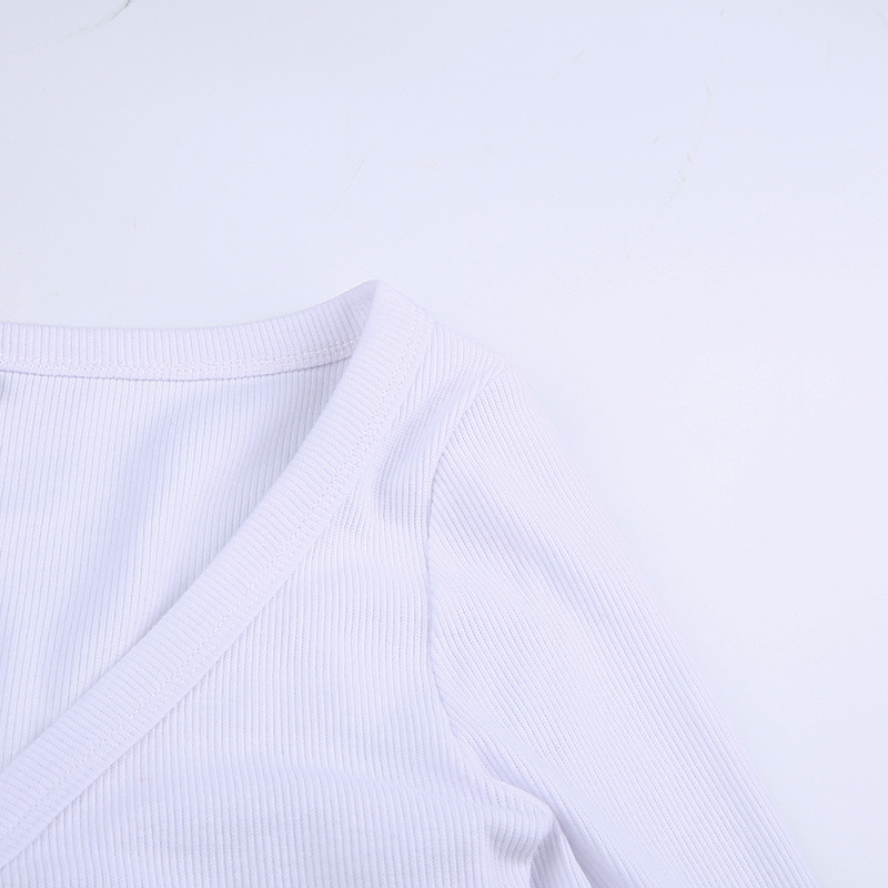 cárdigan de punto ajustado con cuello en V y manga larga en color liso NSSSN119620