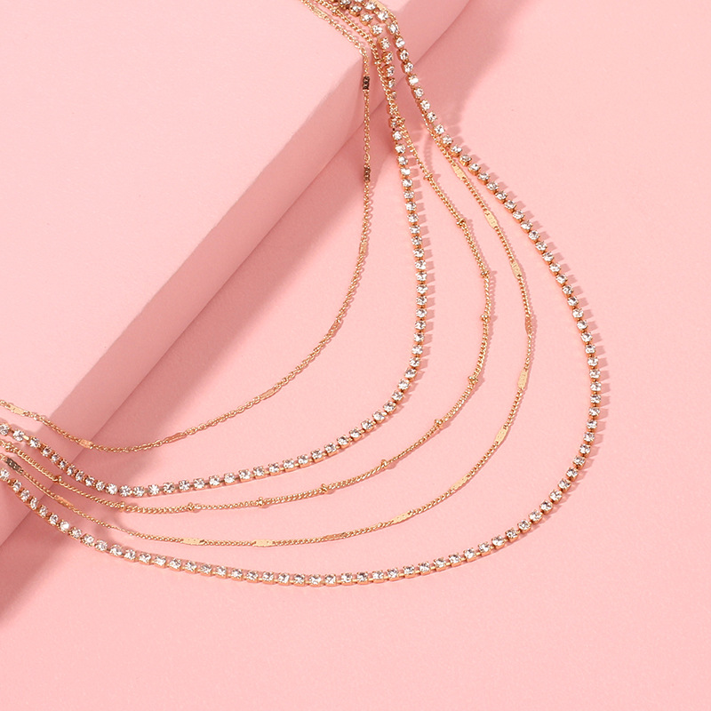 14g Weight Necklace Classification Wedding, Travel Occasion Women'S Gender Ethnic Style Style Gold Color Fashion Ethnic  Simple Multi-layer Necklace Short Clavicle Chain 5