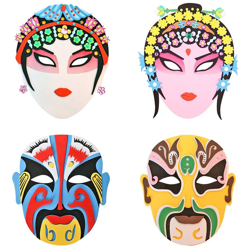 EVA ópera Ópera de Pekín maquillaje facial máscara china estilo chino creativo hecho a mano DIY material paquete pegatinas