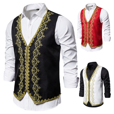 Men's European court style best man dress vest Palace photo studio suits opera host singers stage performance vest