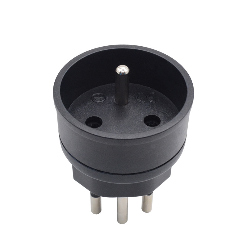 厂家直销YD-155环保阻燃法规转瑞士转换插头 三圆脚瑞士转接头