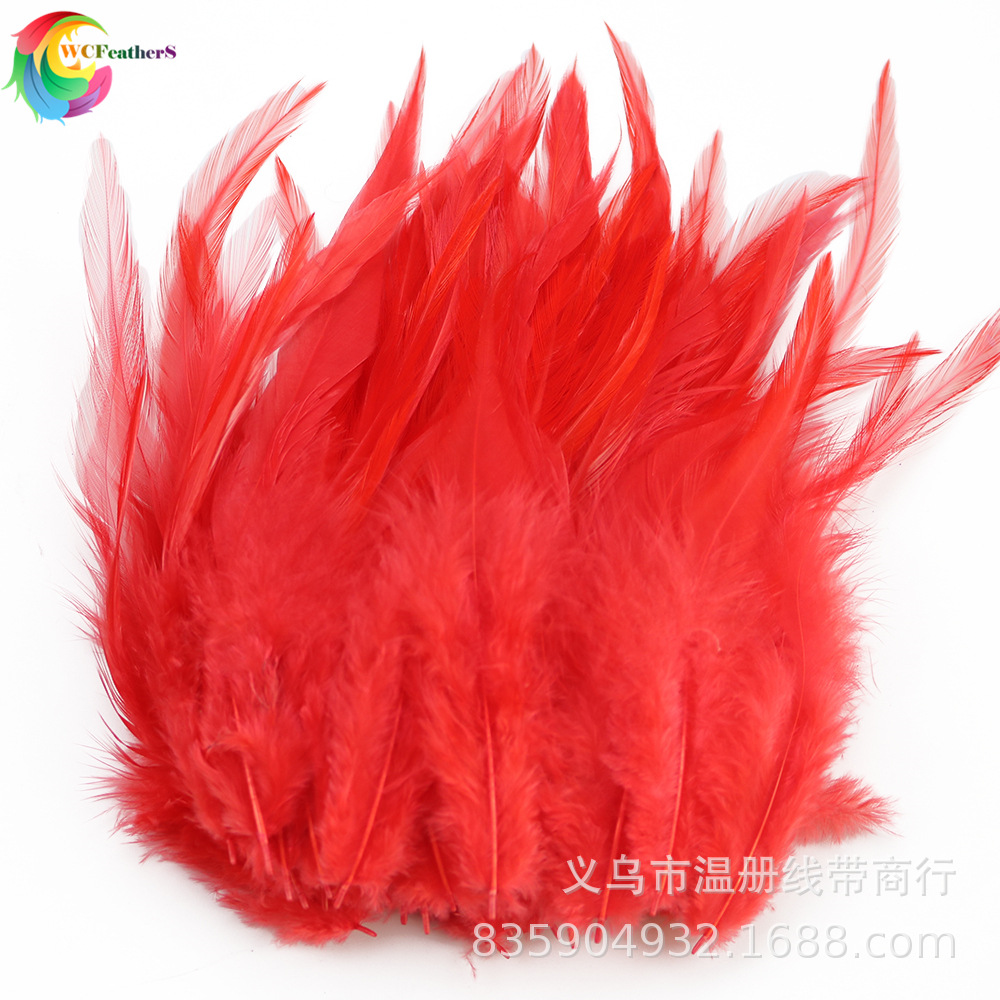 温册羽毛现货批发自然色青芦花尖8-16cm50根一套黑白条花鸡毛详情图16