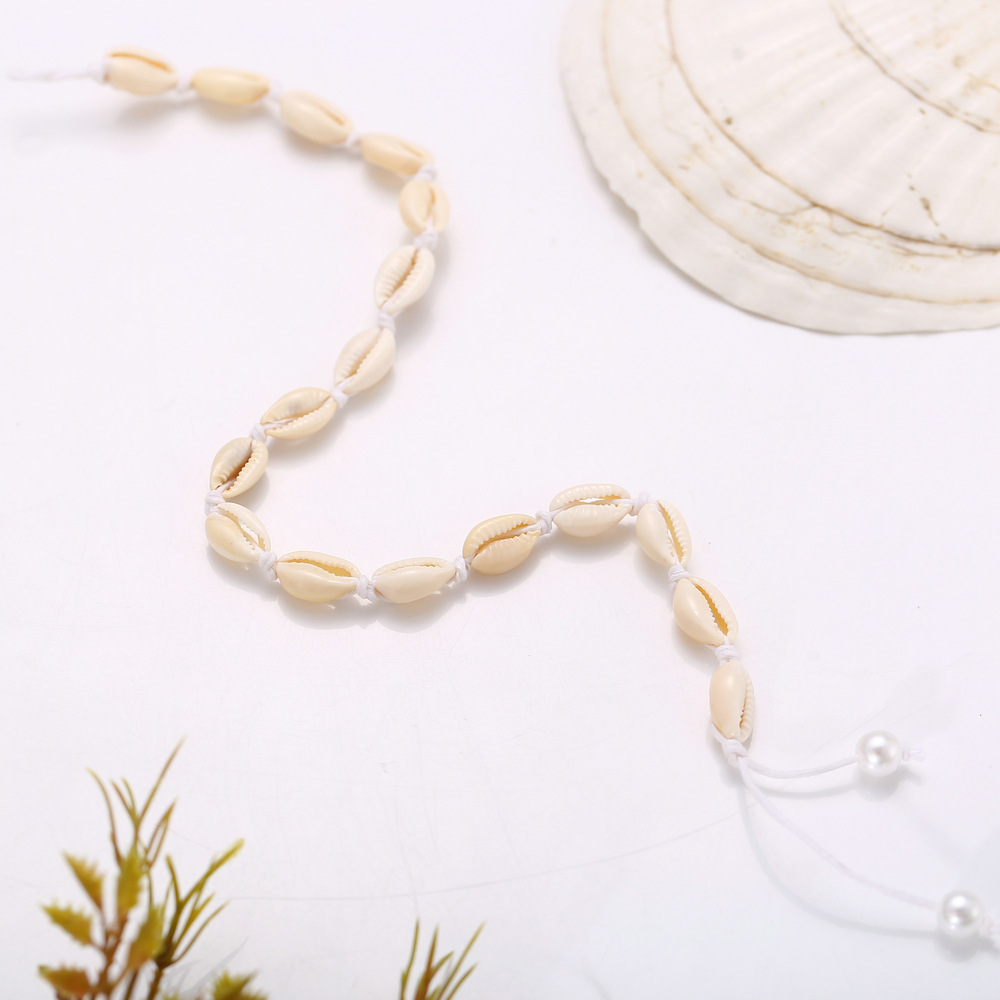  shell necklace creative retro simple shell pearl neck chain_voghion.com