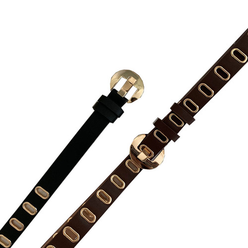 Wholesale belts for women, casual and versatile leather belts, women's belts, full hole belts, fashionable pin buckle trouser belt decorations