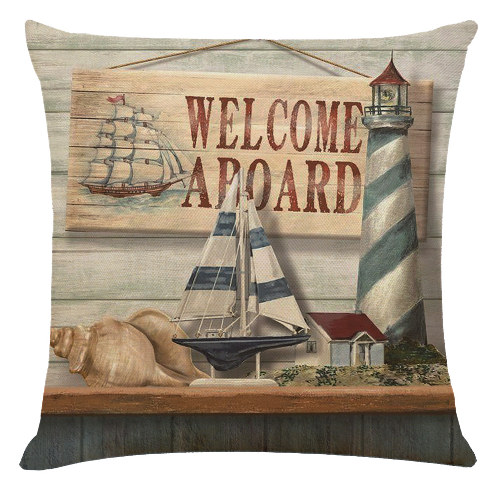 现代简约北欧风格船锚棉麻抱枕 沙发靠垫套 汽车抱枕沙发靠垫定制