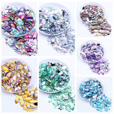 Maple leaves Shape Crystal AB Flat Back Fancy Rhinestones DIY horse hole drill accessories