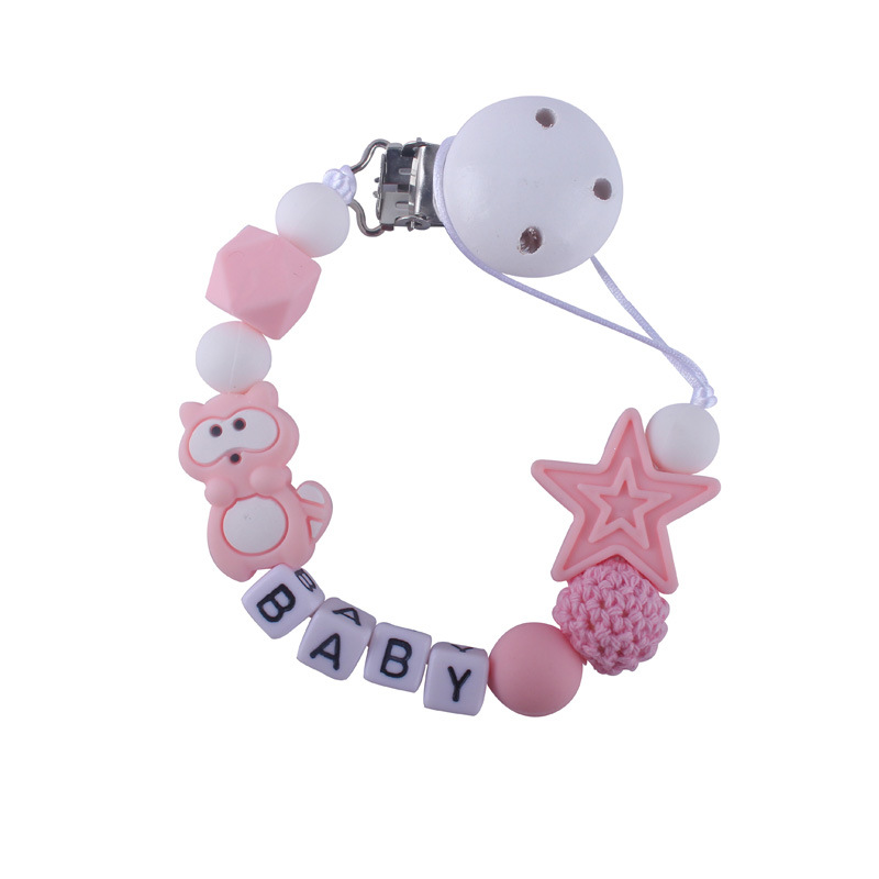 El comercio exterior de la cadena de chupete anti-gota de silicona de dibujos animados mordedor clip de chupete cadena anti-perdida AliExpress chupete cadena