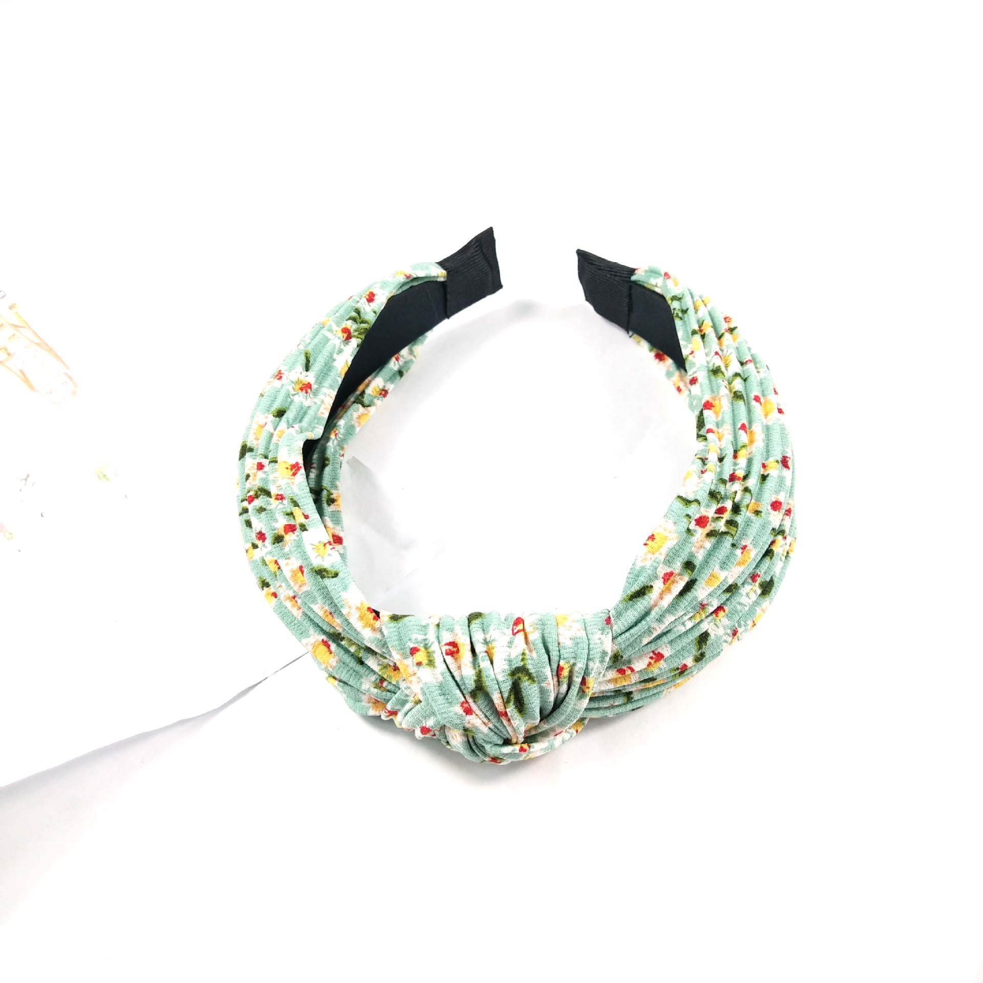 Explosions Wide-brimmed Pleated Knotted Headband High-end Fabric Small Floral Pressure Hairpin Carson Crimped Headband Wholesale Nihaojewelry display picture 7