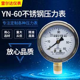 雷尔达仪表 供应不锈钢耐震压力表 充油压力表 YN-60支持