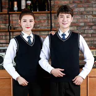 Front Desk Work Clothes Autumn and Winter Sweater Coffee Western Restaurant Waiter Long Sleeve Catering Milk Tea Cake Fast Food Restaurant