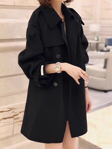 2020双面呢大衣腰带肩章款女士双面羊绒大衣帅气毛呢大衣外套批发