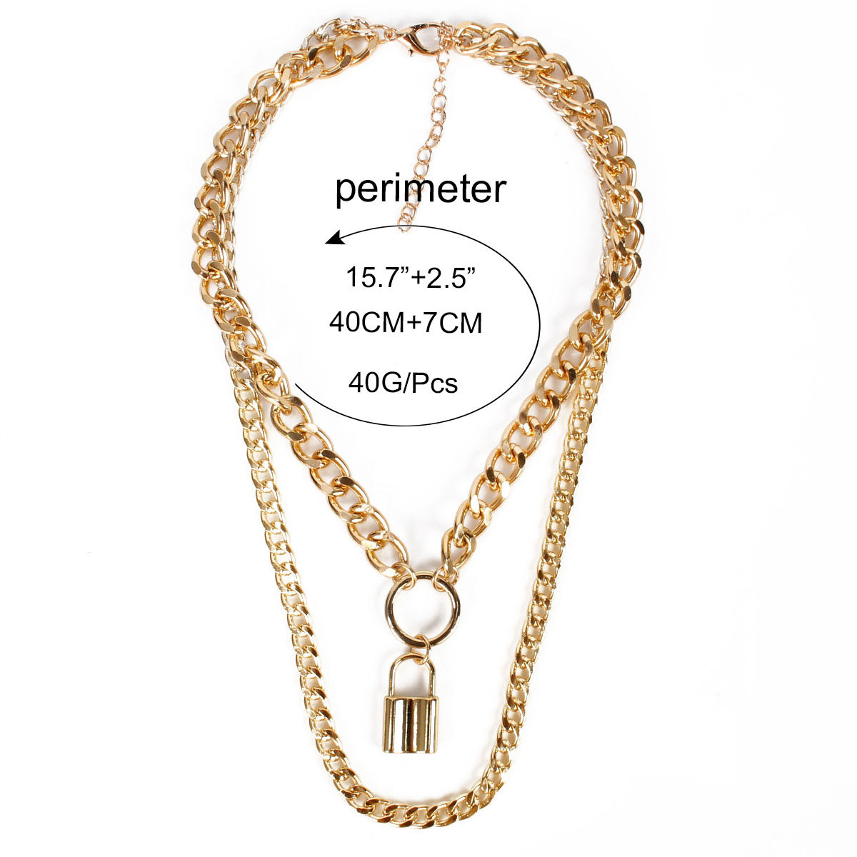 Simple Chain Necklace Female Summer Beach Lock Multi-layer Alloy Necklace Creative display picture 1