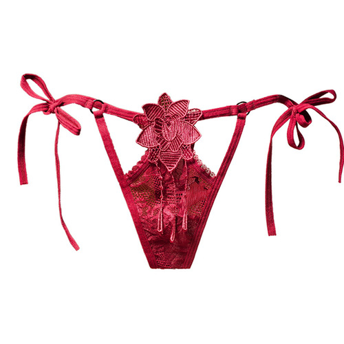 No waist size limit, M-XXL size can be worn, Lace-up lace panties for women, sexy ultra-thin thong, hot strap-on style