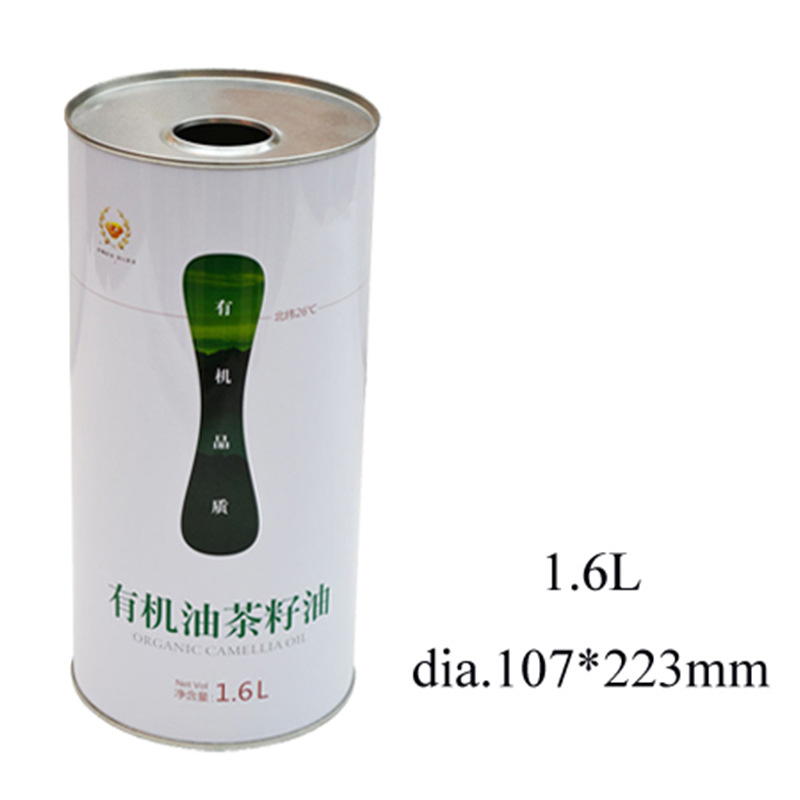 厂家定制1.6L圆形食用油铁罐 菜籽油罐环保金属包装罐马口铁罐