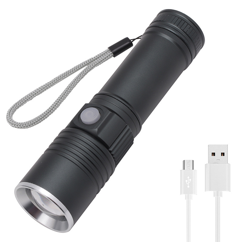 New cross border T6 Flashlight USB charge Zoom patrol Flashlight