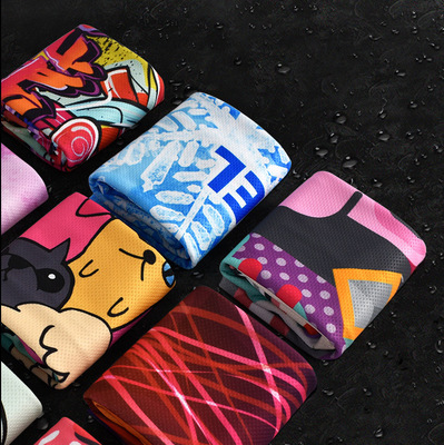 Manufactor Customized Thermal transfer Cold towel printing Cold towel customized motion towel