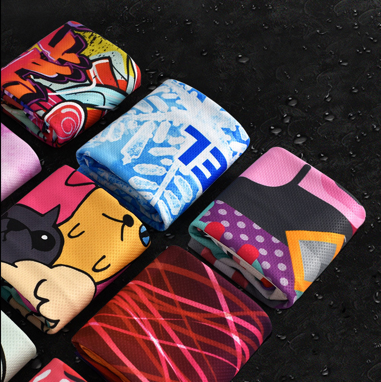 Manufactor Customized Thermal transfer Cold towel printing Cold towel customized motion towel