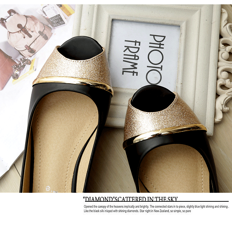 Giày bệt nữ mũi cá peep-toe đế chống trơn, kiểu Hàn, gót thấp 1–3 cm — Màu trắng, Màu đen, Vàng địa phương chi tiết 17