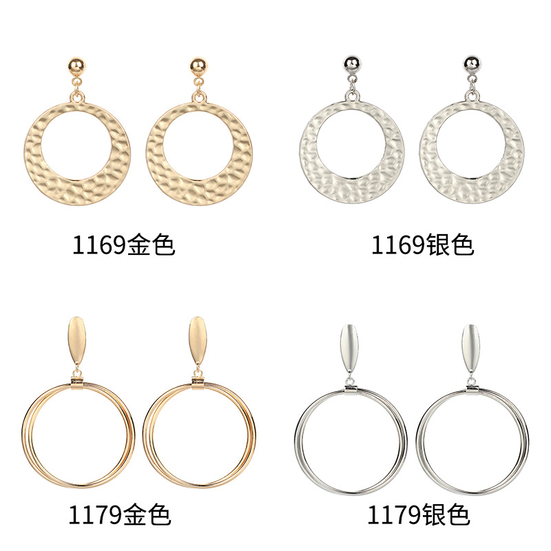 9g Weight Earrings Classification Wedding, Travel Occasion Women'S Gender Fashion Style Gold, Silver Color Metal Ring Exaggerated Geometric Large Frame Circle Earrings 13