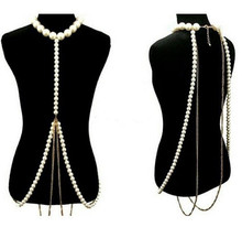 ebay速賣通熱銷項鏈pearls chains 珍珠合金一體鏈飾品 跨境飾品