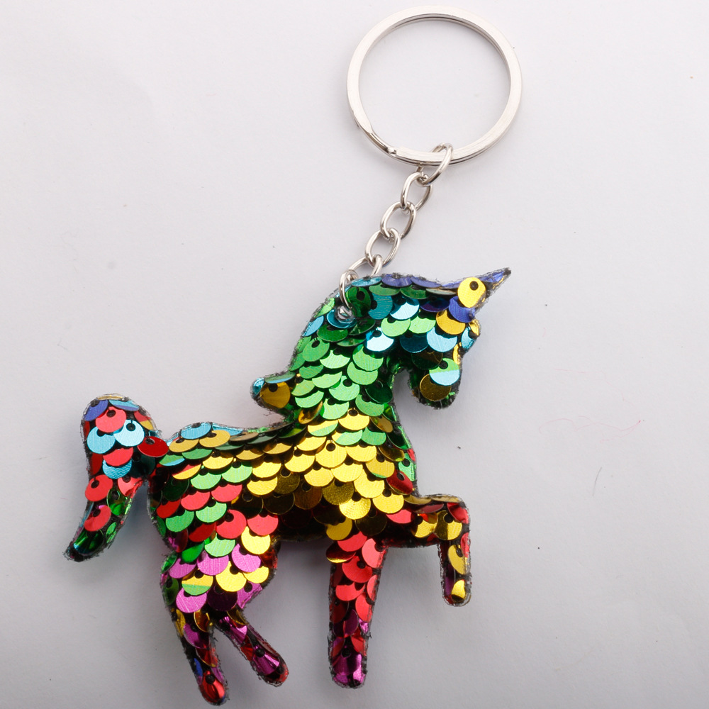 New fashion hotsale reflective fish scale sequins unicorn key chain colorful pony sequins coin purse pendant car accessories wholesalepicture10