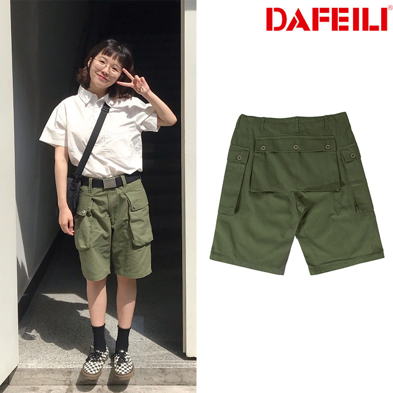 Vintage Military Shorts p44 World War II Military Pants Men's Workwear Multi-Bag Shorts Military Green Ami Khaji Military